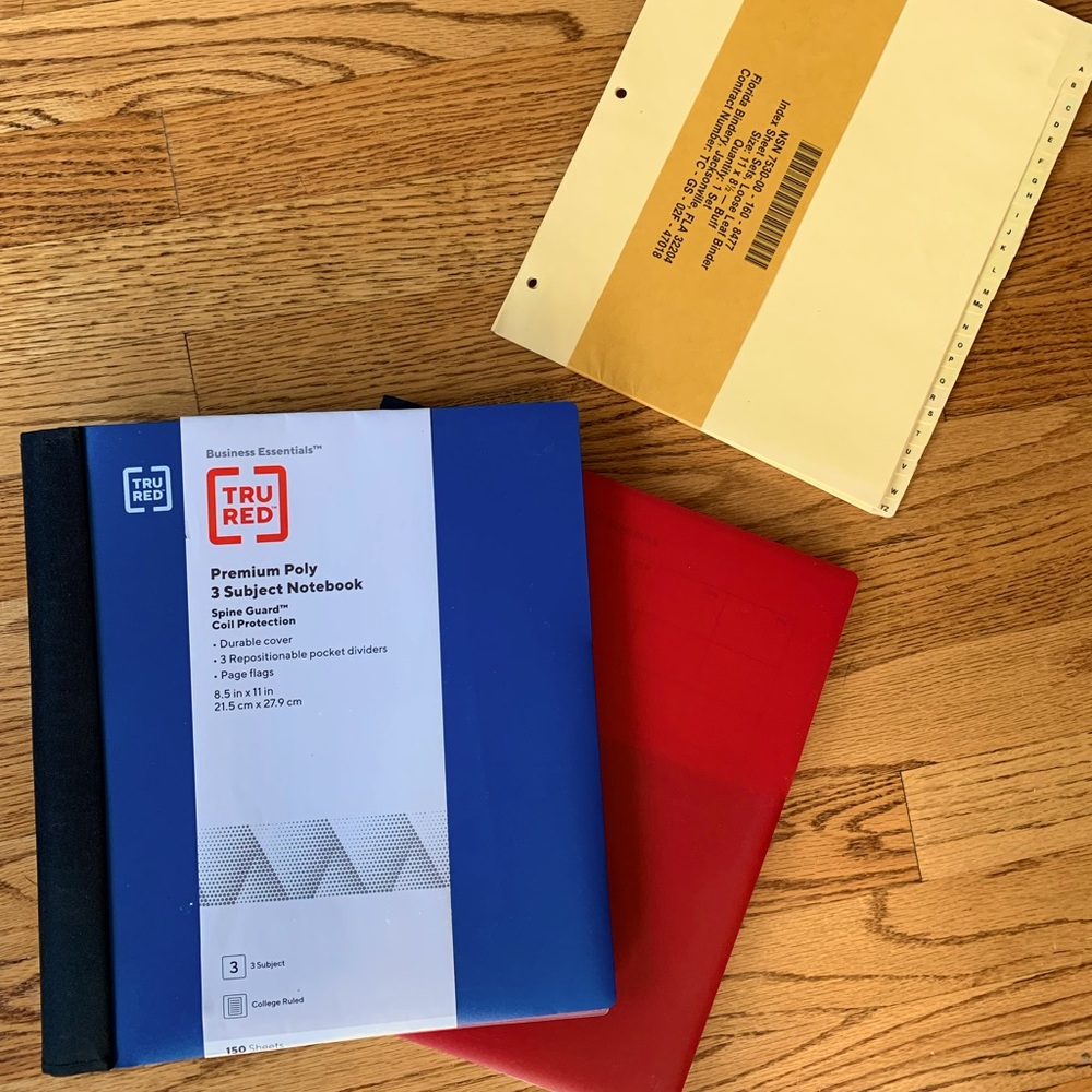 Notebooks and alphabetical tabs